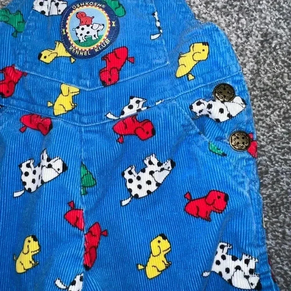 VINTAGE OSHKOSH BGOSH RIBBED PUPPY KENNEL OVERALLS SIZE 12 months